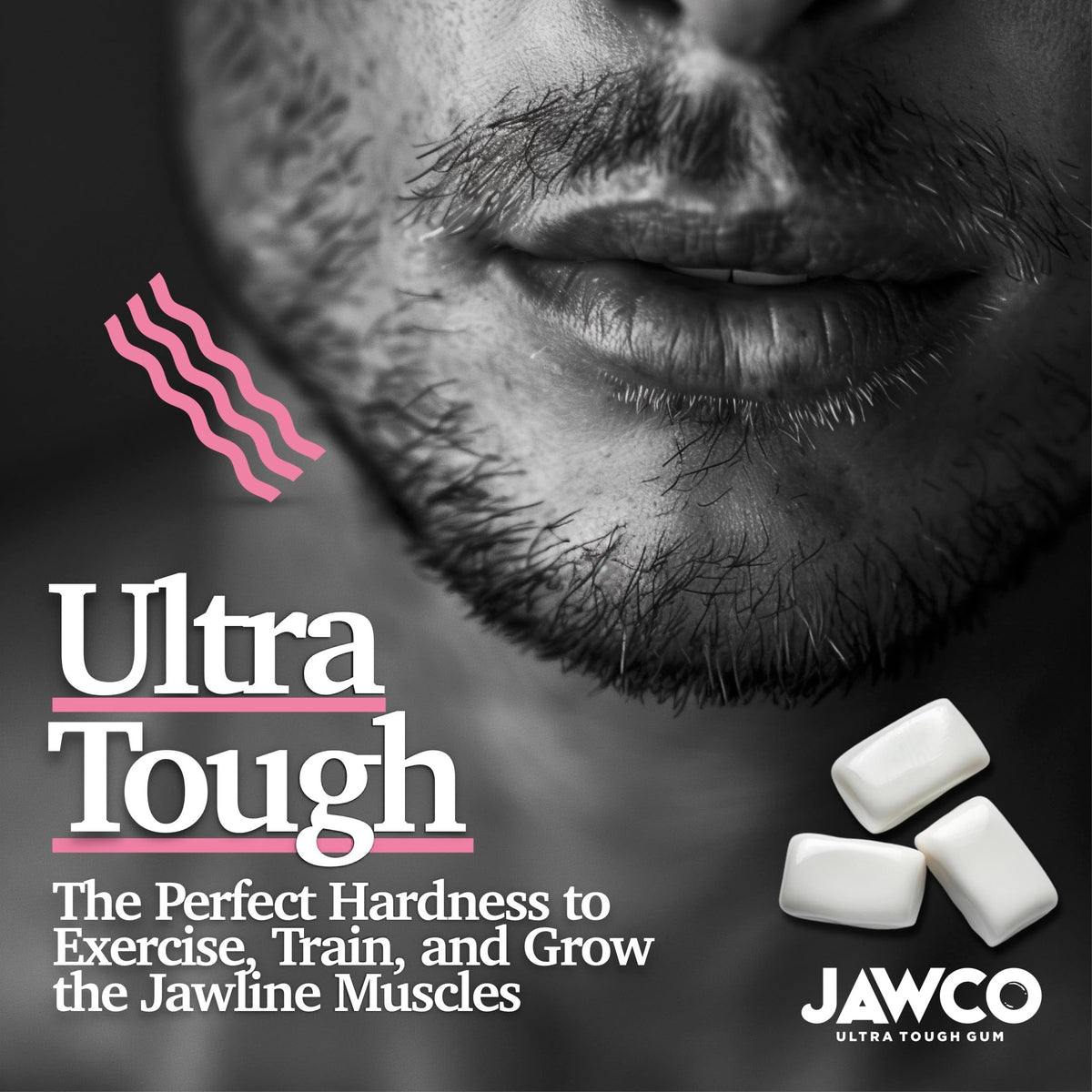 Jawco masseter engagement action shot illustrates muscle-focused chew.