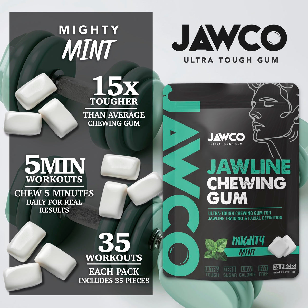 JAWCO masseter engagement during chew shows targeted facial muscle workout potential