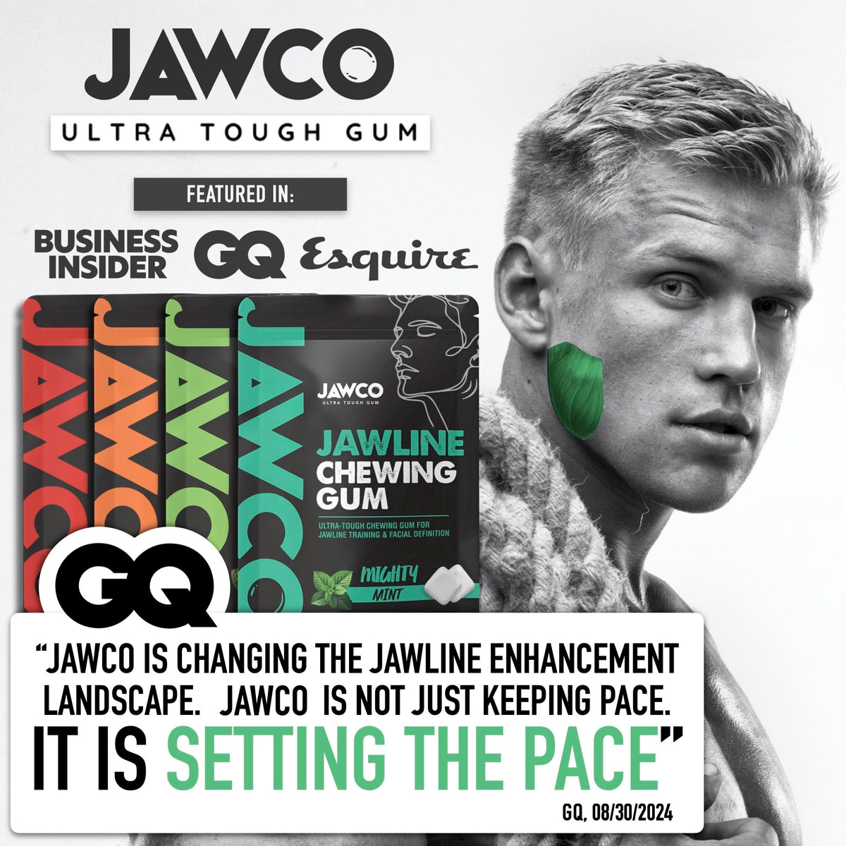 Jawco natural mastication close-up shows realistic chewing pattern.