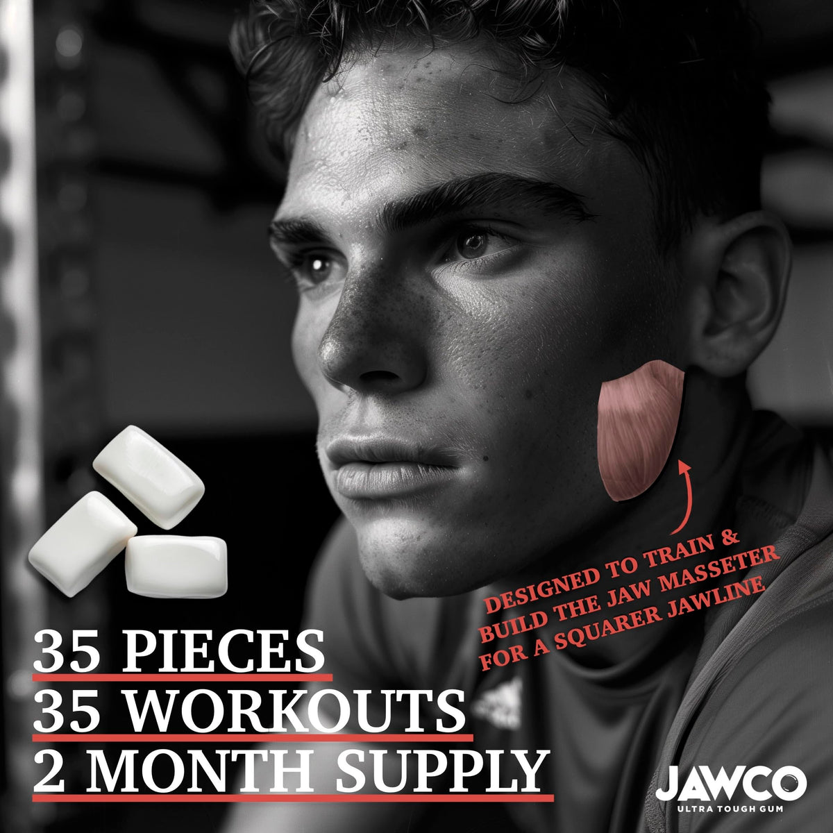 JAWCO pack label close-up displaying vegan, sugar-free formulation.
