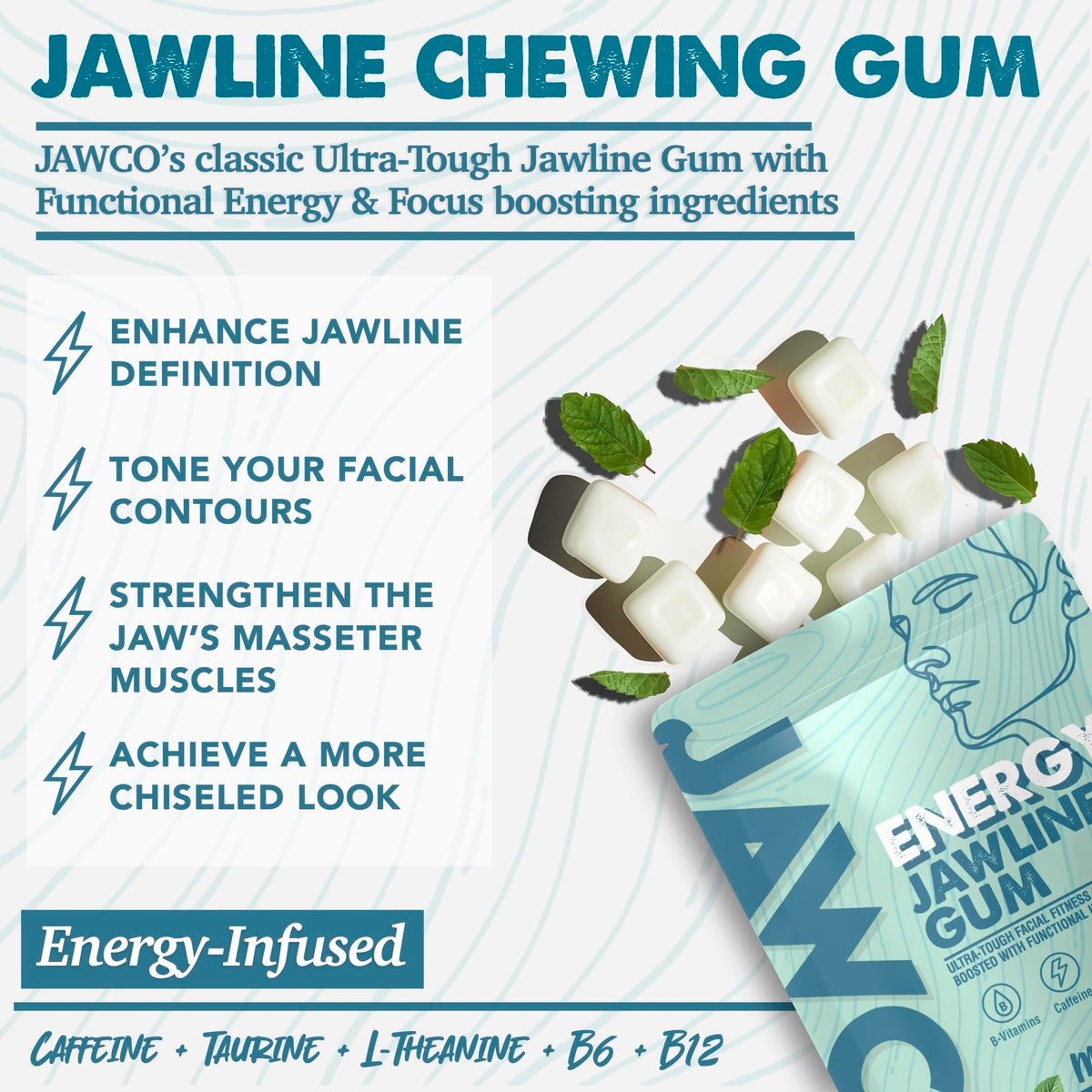 JAWCO packaging in hand demonstrates portable energy and jaw training