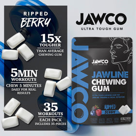 JAWCO packaging view emphasizing convenient 35-piece workout plan