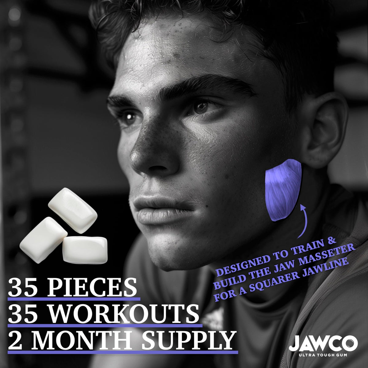 JAWCO sugar-free vegan gum label highlights clean formula