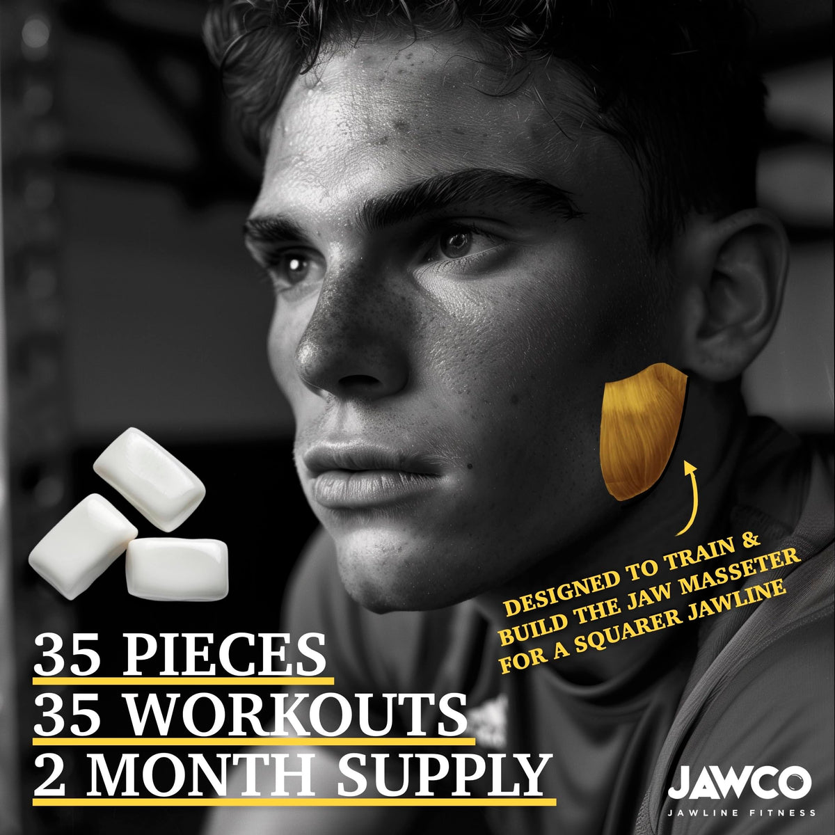 JAWCO sugar-free vegan formula label emphasizes clean functional chewing