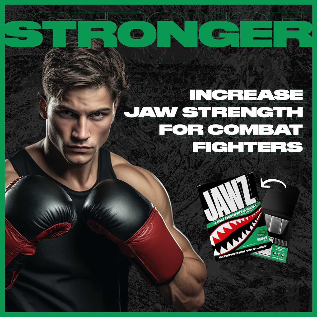 Retail display of Jawz Gum Mint for daily chewing routine.