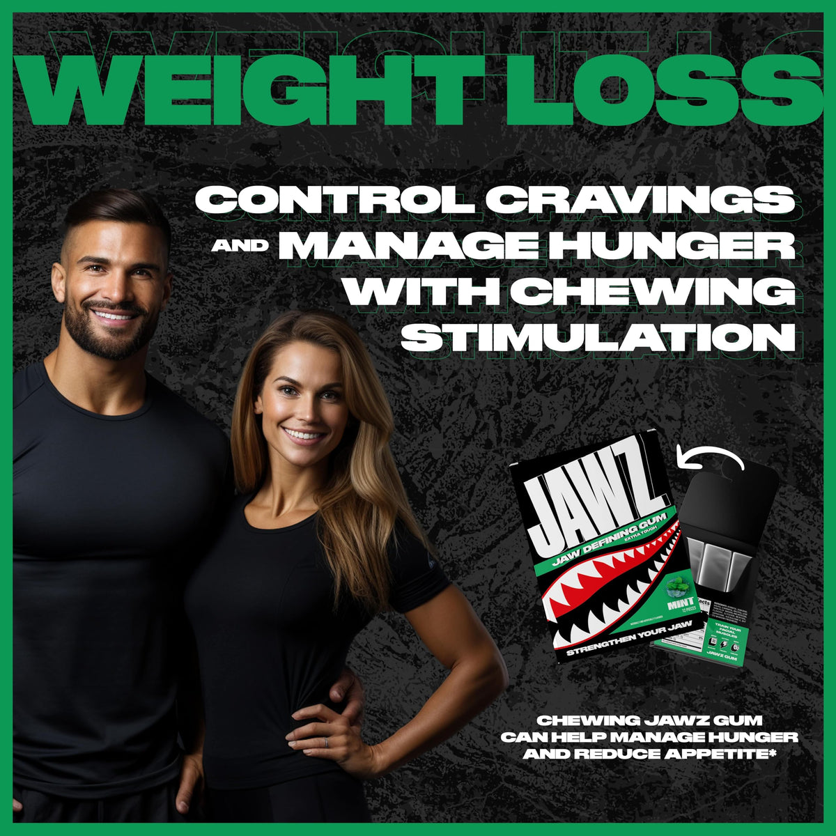 Vegan, sugar-free Jawz Gum Mint label on the pack.