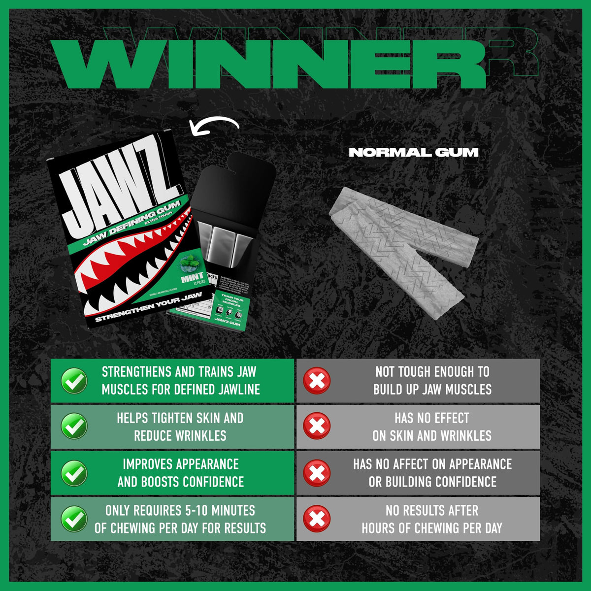 Jawz Gum Mint shown with boxing gloves for training-oriented use.
