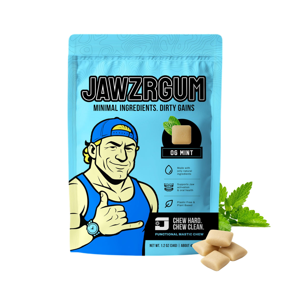 Jawzrsize OG Mastic Gum Organic Mint packaging for on-the-go oral care