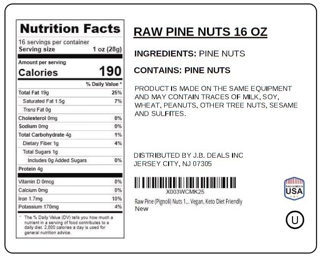 Jaybee's airtight-packaging-pine-nuts keeps oils fresh.