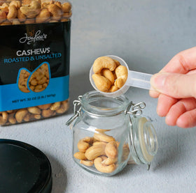 Close-up of Jaybee's cashews with golden roast and natural oil