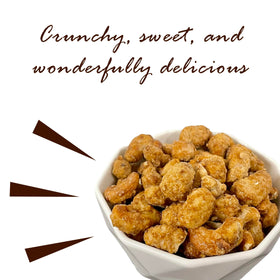 Serving bowl of Jaybee's Cinnamon Toffee Cashews ready for gatherings.