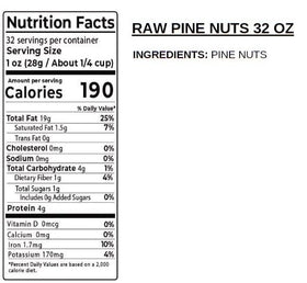 Jaybee's Pine Nuts Raw topping on a gluten-free pasta dish