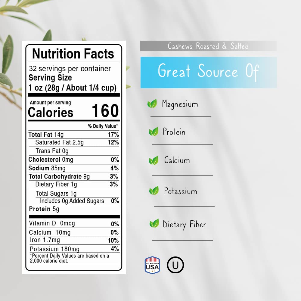 Kosher-certified Jaybee's Cashews label visible on packaging.