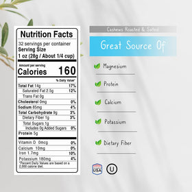 Kosher-certified Jaybee's Cashews label visible on packaging.
