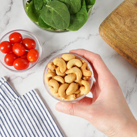Jaybee's cashews in a bowl with crunchy texture for on-the-go protein
