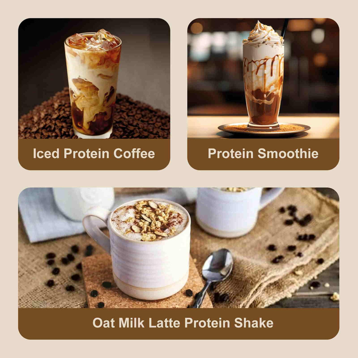 Jayuss Protein Coffee Powder ingredients closeup, gluten-free with no artificial flavors.