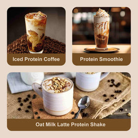Jayuss Protein Coffee Powder ingredients closeup, gluten-free with no artificial flavors.