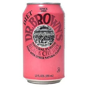 Dr. Browns Diet Black Cherry can emphasizing natural cherry flavor and caffeine-free refreshment.