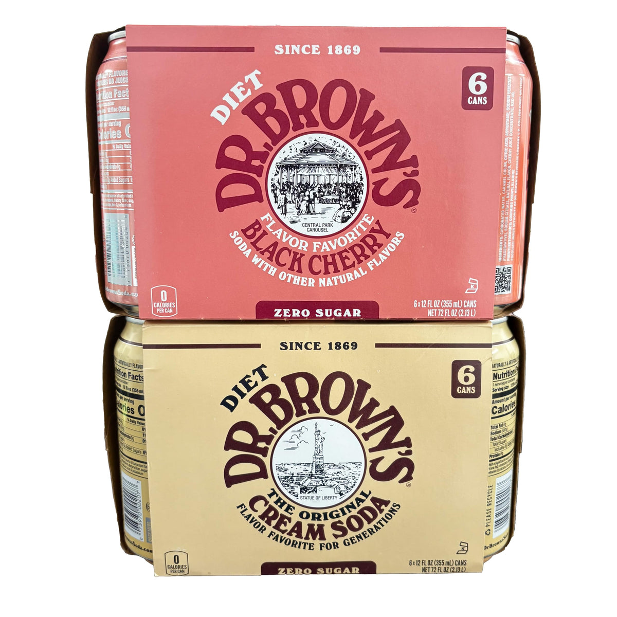 Brand logo on packaging emphasizing convenient 12-pack design.