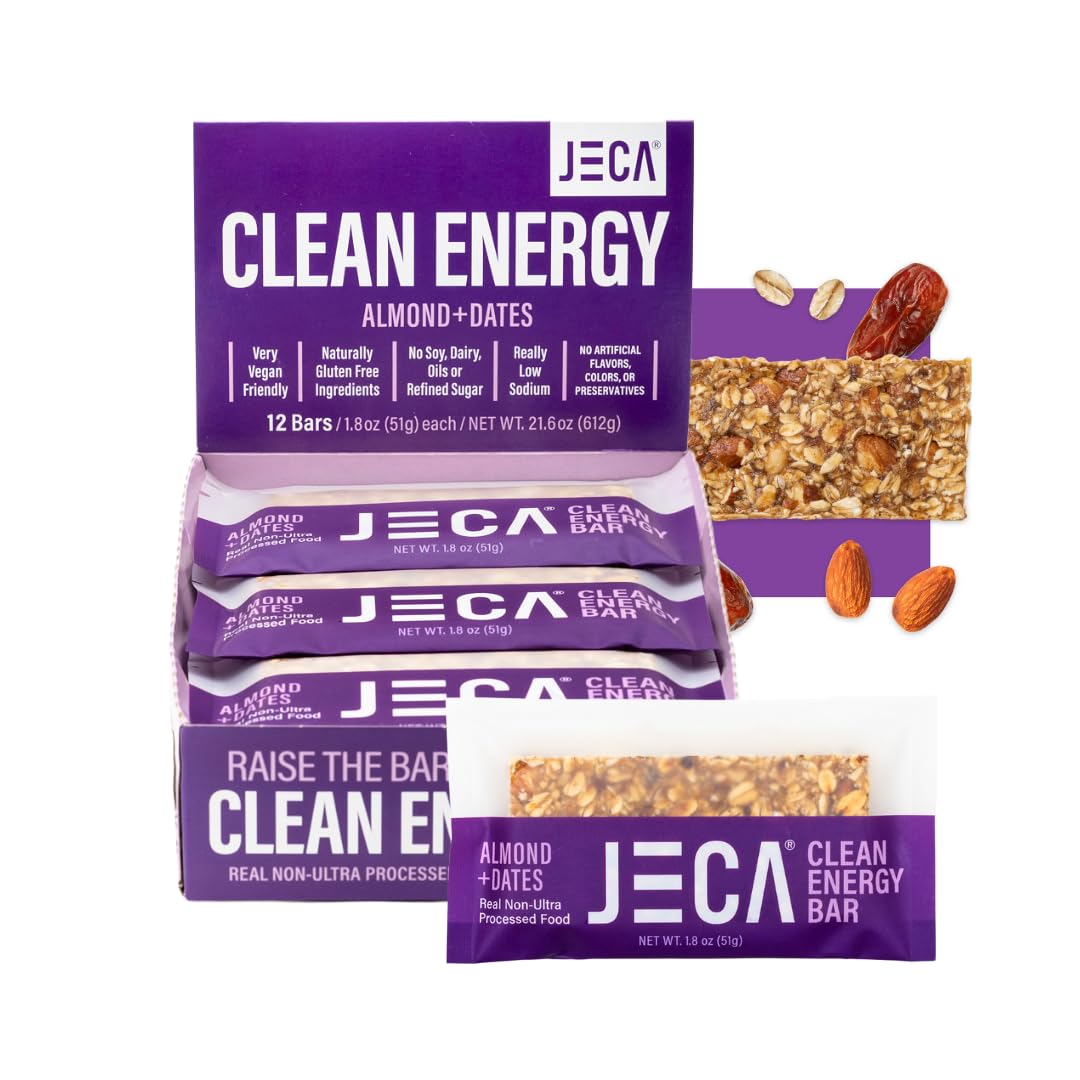 JECA Almond Dates Energy Bar 12-pack box for easy on-the-go snacking.