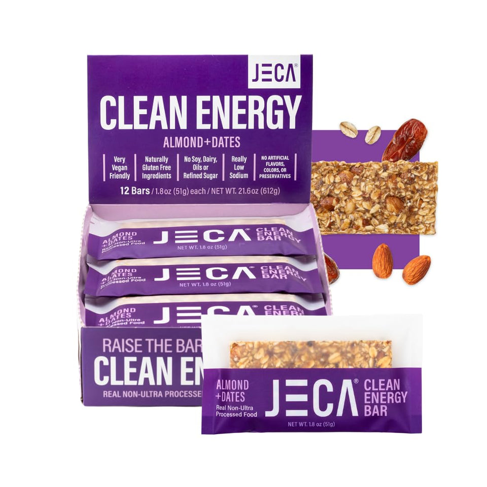 JECA Almond Dates Energy Bar 12-pack box for easy on-the-go snacking.