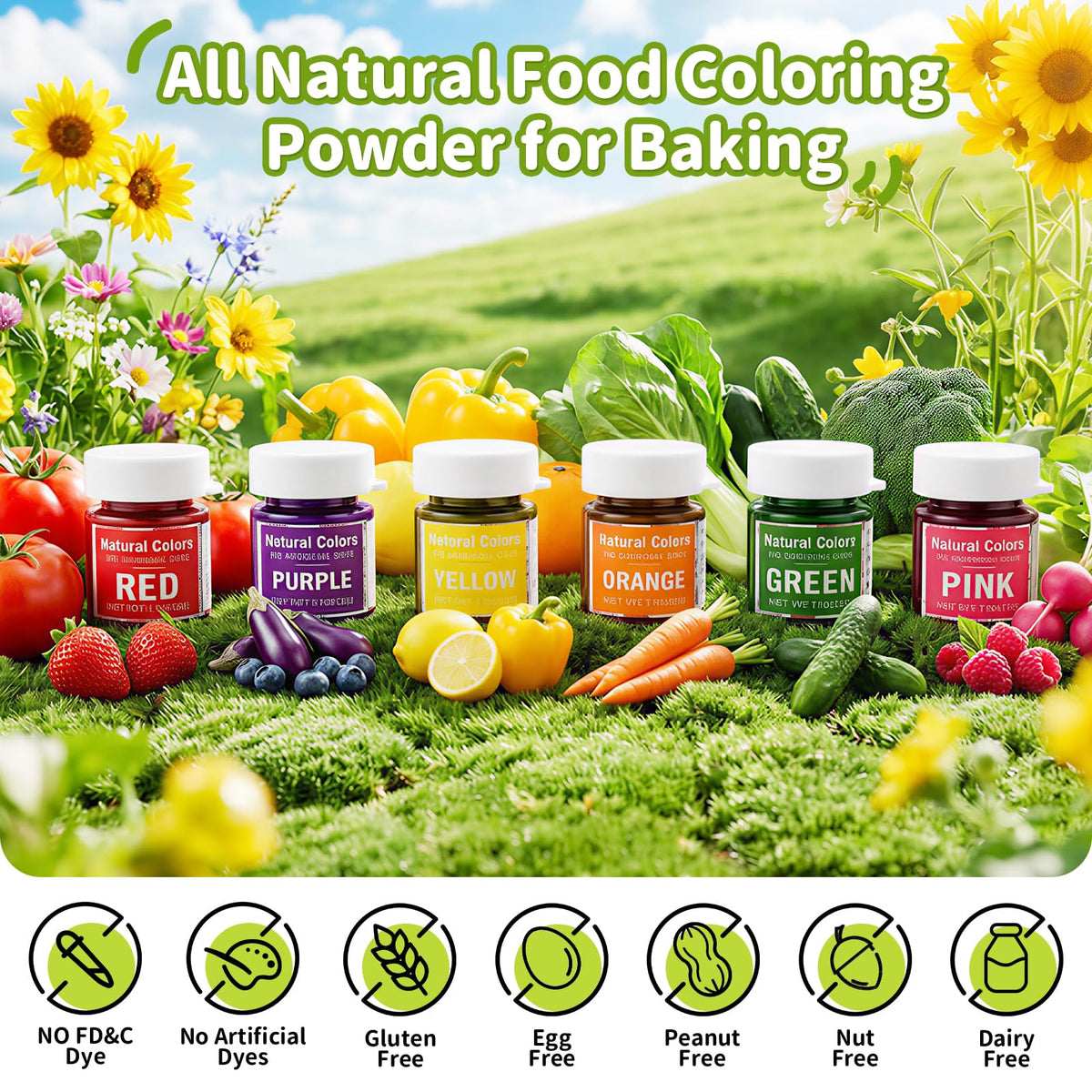 Jelife green coloring powder jar enhances buttercream with fresh, plant-based hue.
