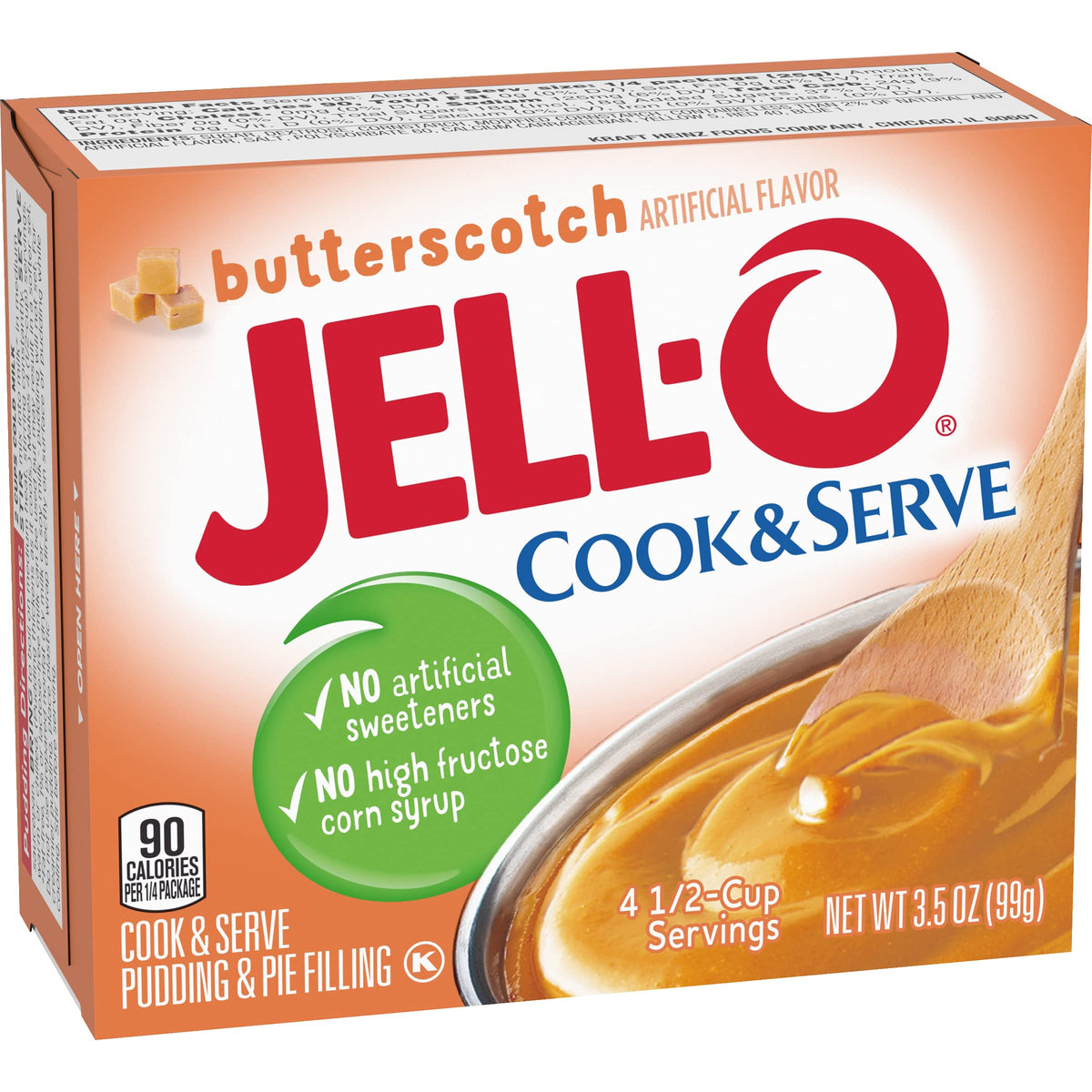Scoop silky Jell-O butterscotch pudding into a serving bowl for easy treats.