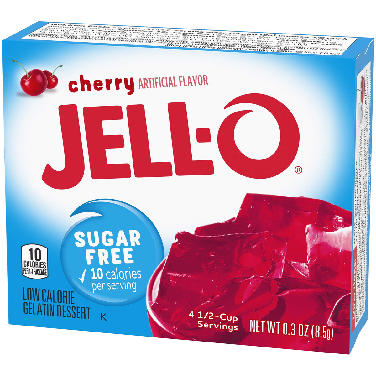 Jell-O Cherry Sugar-Free Gelatin molded for a party-ready dessert.