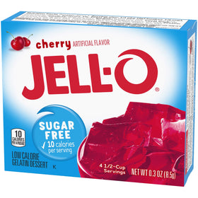 Jell-O Cherry Sugar-Free Gelatin molded for a party-ready dessert.