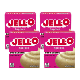 Jell-O Cook & Serve Tapioca pudding boxes ready for quick desserts