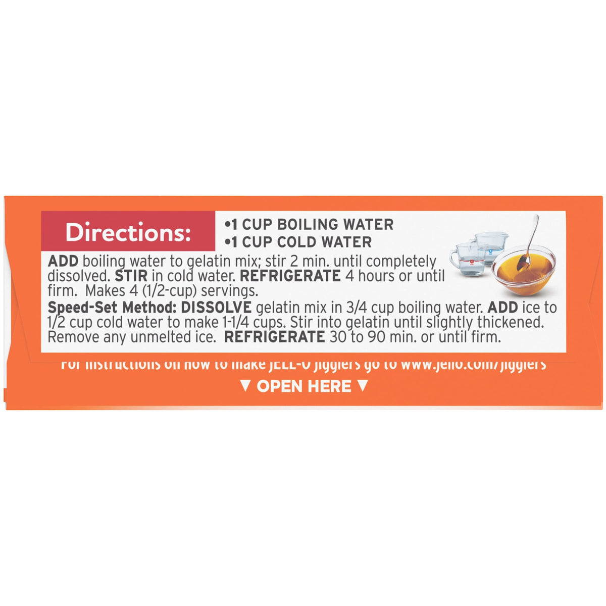 Jell-O Peach Gelatin Dessert powder mix measured for easy, speedy preparation