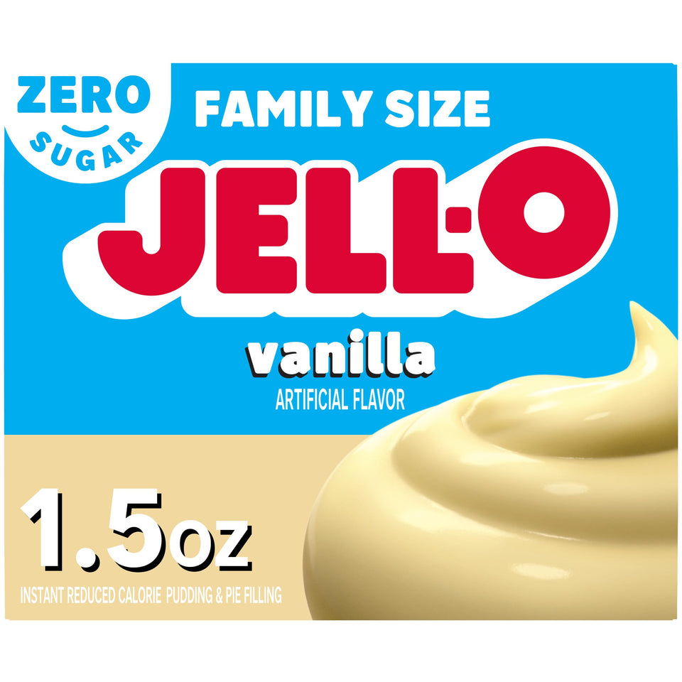 Jell-O Sugar Free Vanilla pudding boxes displayed for a light dessert option