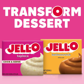 Sealed pouch packaging of Jell-O tapioca pudding mix ensures freshness.