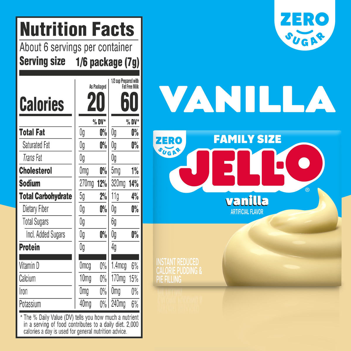 Poke cake idea featuring Jell-O Vanilla Sugar Free mix