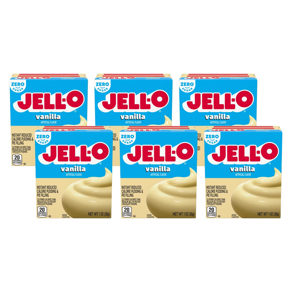 Jell-O vanilla pudding packets for quick, creamy desserts.