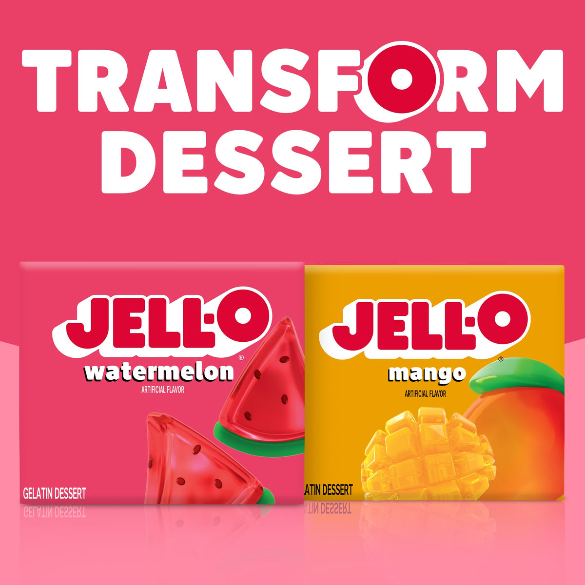 Jell-O Watermelon Gelatin Dessert Mix poured into serving cups for easy portions.