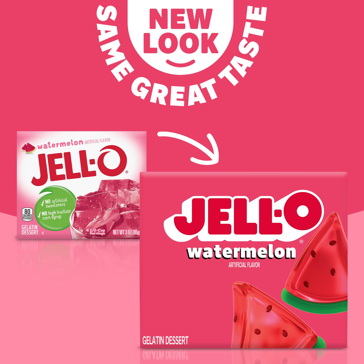 Jell-O Watermelon Gelatin Dessert Mix chilling in fridge to firm up.