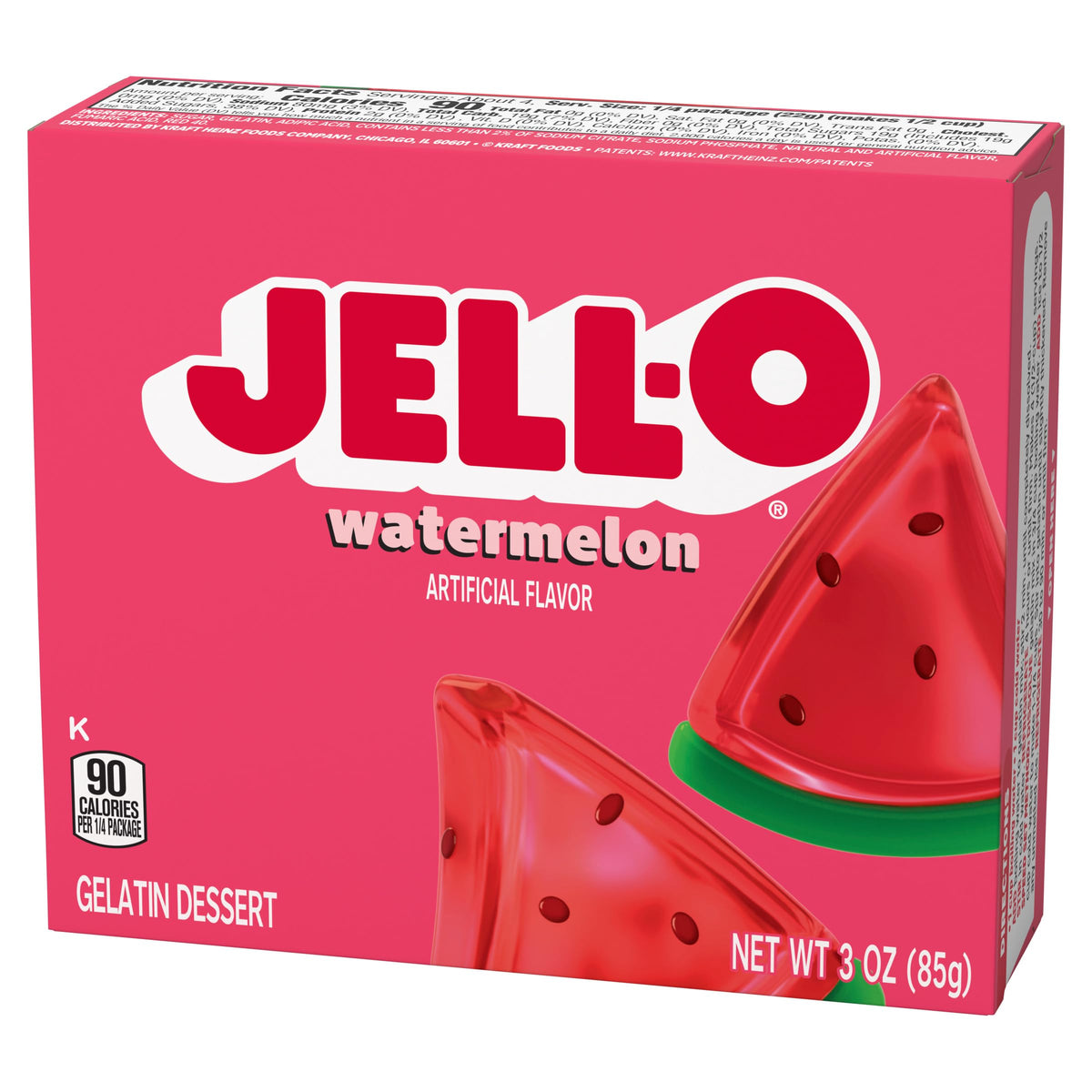 Jell-O Watermelon Gelatin Dessert Mix stirred with cold water for smooth texture.
