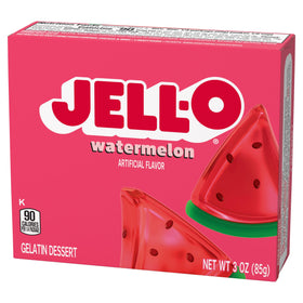 Jell-O Watermelon Gelatin Dessert Mix stirred with cold water for smooth texture.