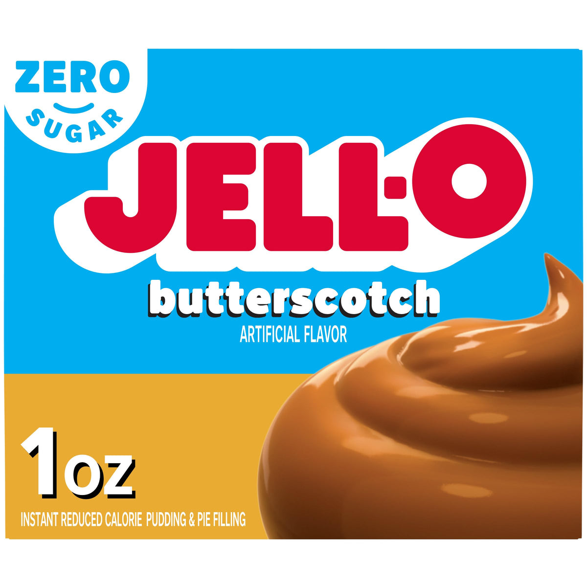 Jell-O Zero Sugar Butterscotch pudding powder in a 24-pack for quick desserts