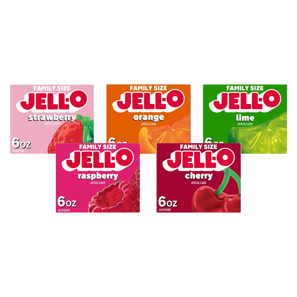 Jell-O Orange 6oz box for quick, family-friendly desserts.