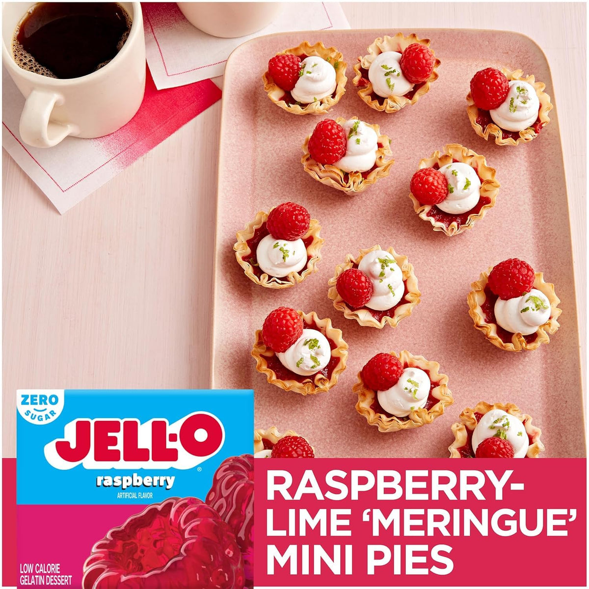 Jell-O Raspberry Zero Sugar gelatin added to pretzel salad for texture