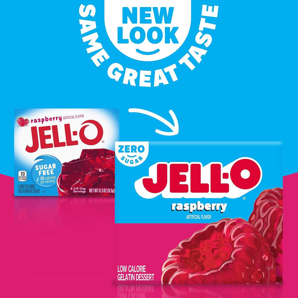 Jell-O Raspberry Zero Sugar gelatin cup poured into serving dish for quick dessert