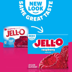 Jell-O Raspberry Zero Sugar gelatin cup poured into serving dish for quick dessert
