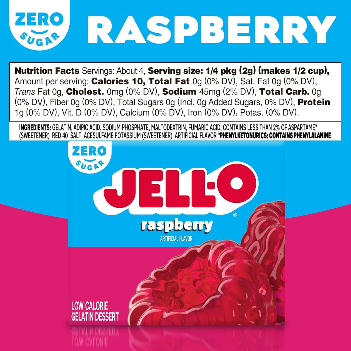 Jell-O Raspberry Zero Sugar gelatin being stirred after dissolving, a light treat