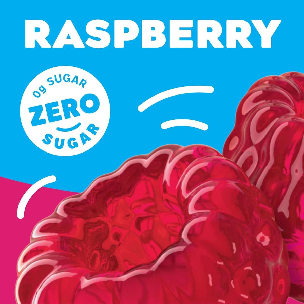 Jell-O Raspberry Zero Sugar gelatin cups arranged for a party-ready low-calorie snack