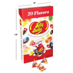 Jelly Belly 20-flavor beans close-up highlights colorful variety for tastings.