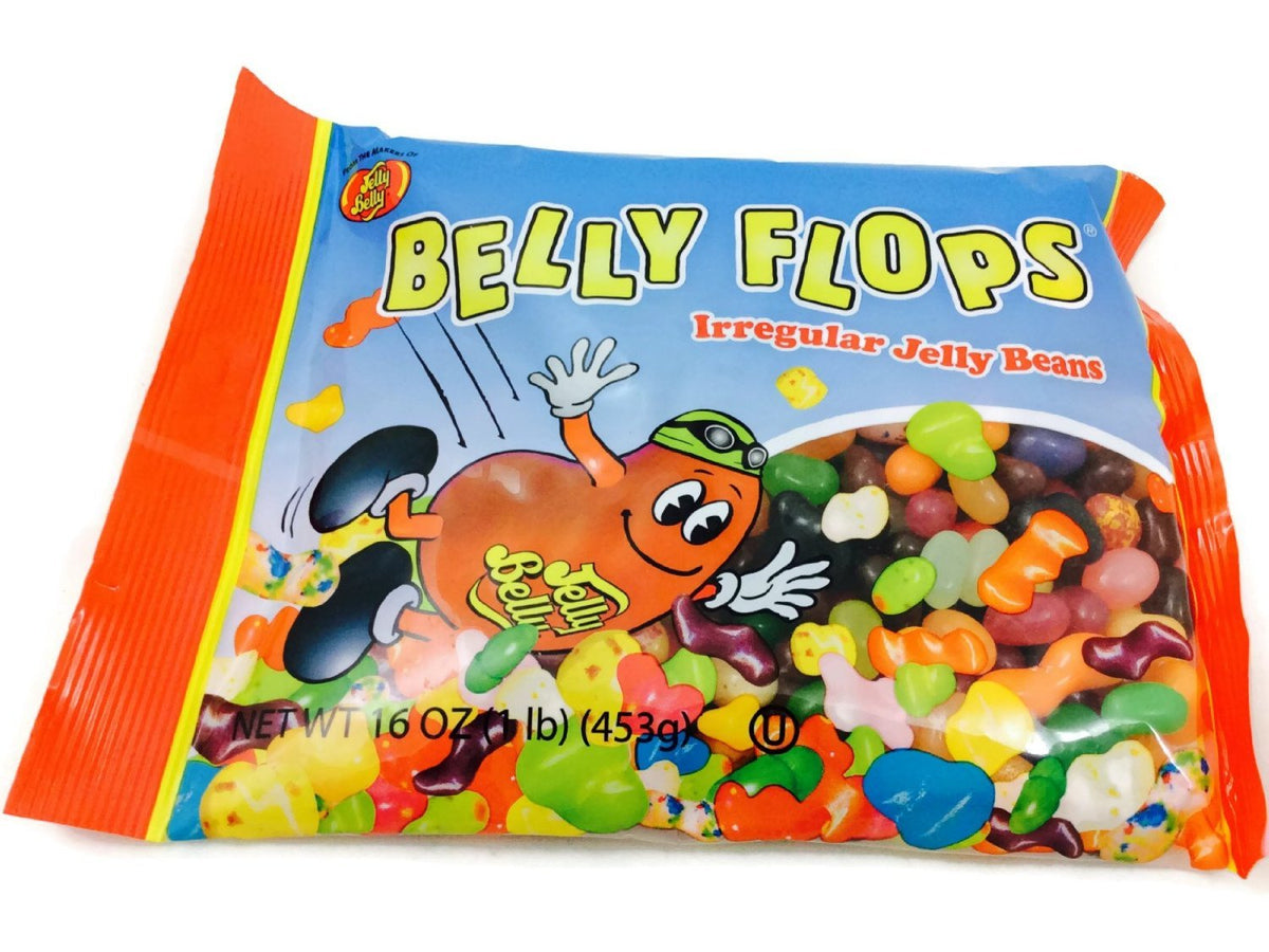 Jelly Belly Belly Flops three-pack display, ideal for snacks on the go.