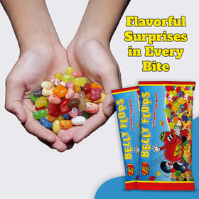 Jelly Belly Belly Flops color mismatches close-up for flavor guessing.