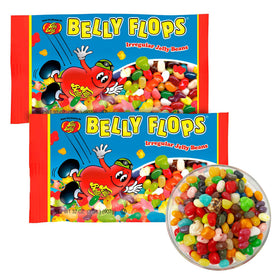Jelly Belly Belly Flops pack shot showing two-pound bags for sharing.